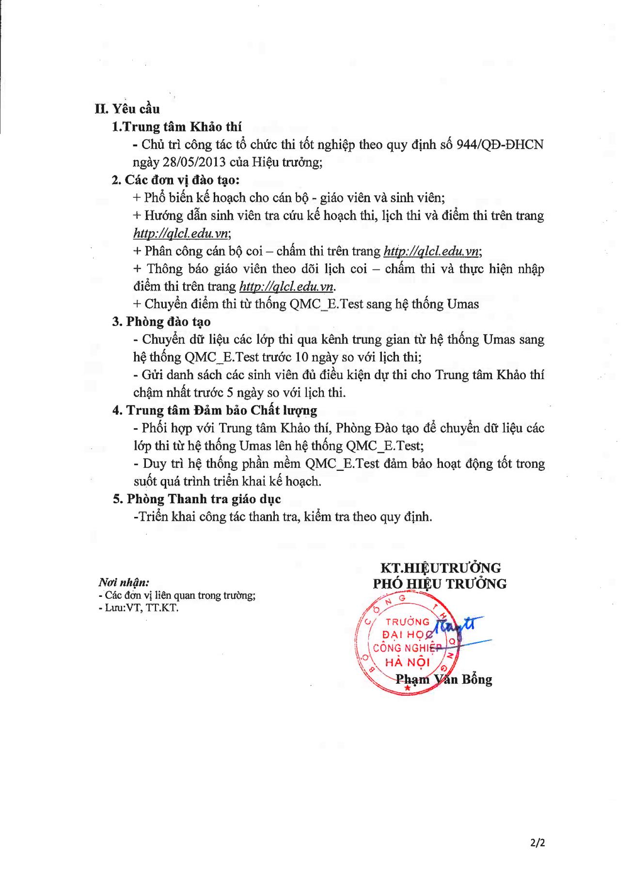 Kế hoạch thi tốt nghiệp dành cho các lớp Cao đẳng nghề Jica khóa 6 và các khóa cũ đủ điều kiện về trả nợ