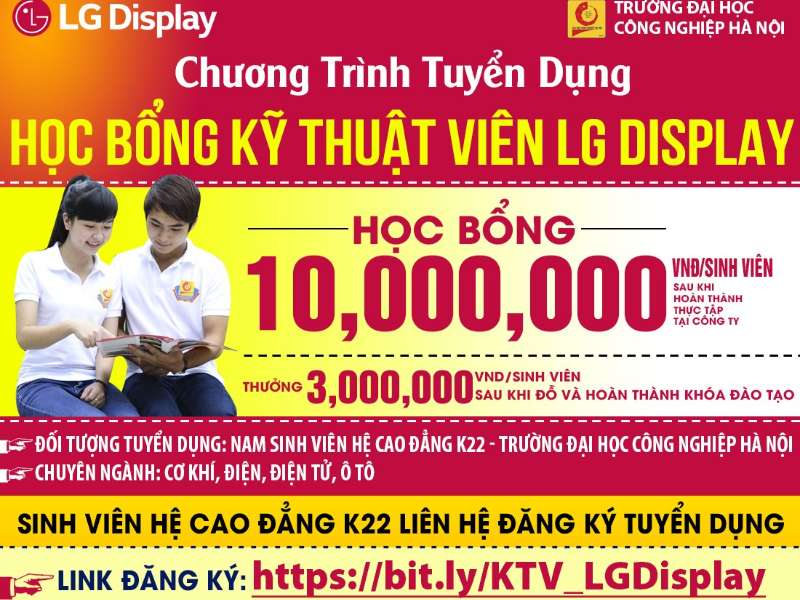 Thông báo tuyển dụng chương trình học bổng kỹ thuật viên LG Display